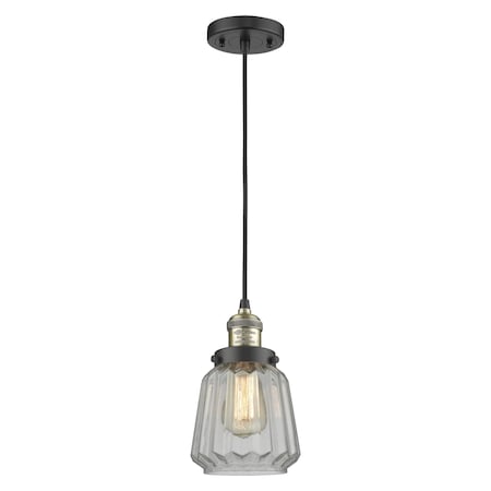 Chatham Vintage Dimmable Led 6 Black Antique Brass Mini Pendant With Clear Fluted Glass